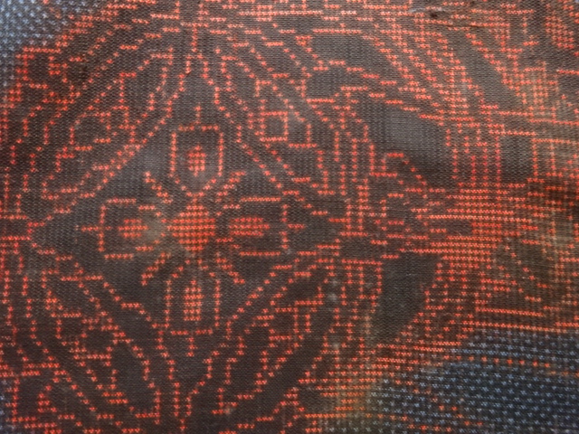 JAPANESE KIMONO / ANTIQUE DRUM PATTERN WOVEN DORO OSHIMA TSUMUGI KIMON